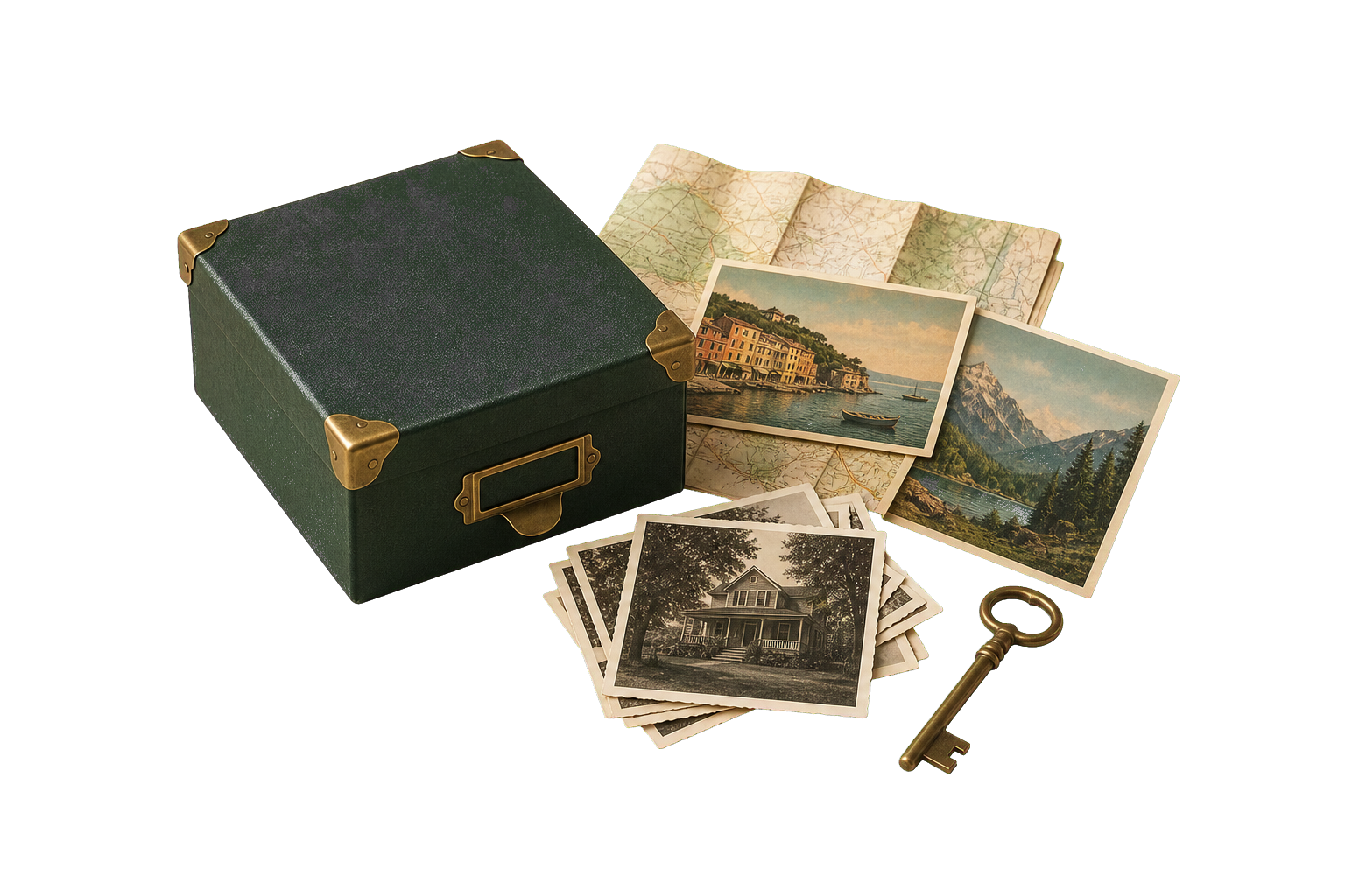 A family history book with old photos and notes