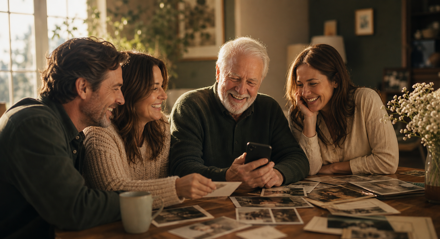 A family birthday gathering with a personalized memory book
